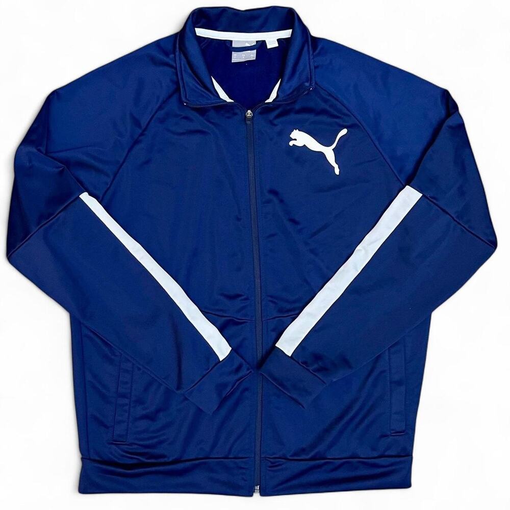 Puma Track Jacket Blue Sz Large Excellent Condition Soft